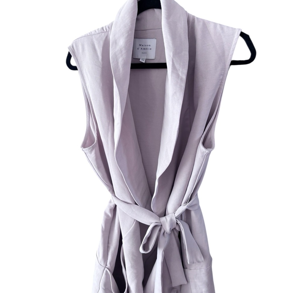 Maison d’Amélie Paris Sleeveless Belted Vest Blazer Cream Color Tie Waist